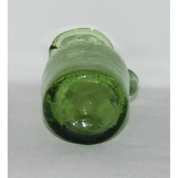 Elegant Glass CRACKLE Olive Green Slender Miniature Pitcher - Picture 4 of 4